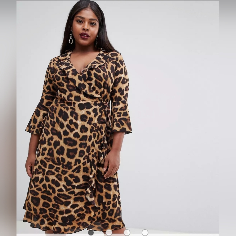 Outrageous Fortune Leopard midi wrap dress size 24